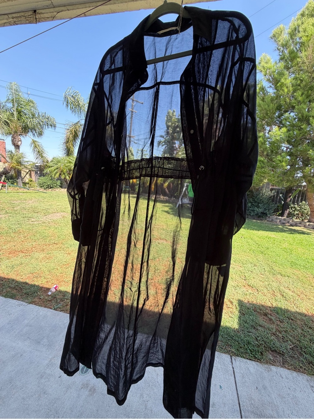 Elaine Kim Navy Blue Sheer Cotton Long Duster Trench Jacket Avant Garde